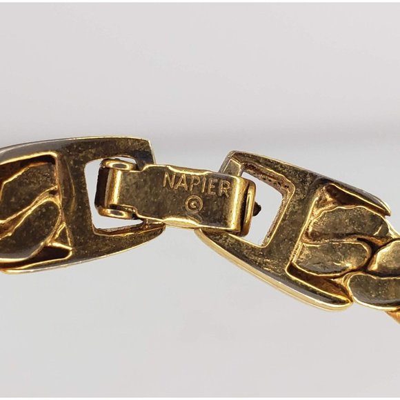 Vintage Napier Gold Toned Chain Bracelet Costume Jewelry - Picture 4 of 8
